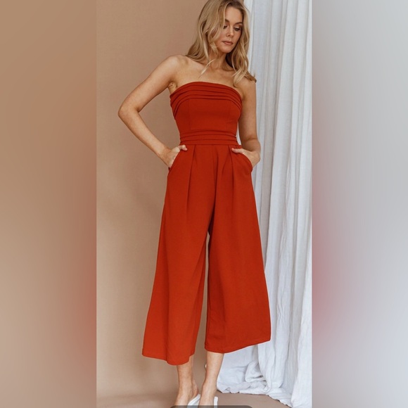 Saints + Secrets Strapless Wide Leg Jumpsuit Size Medium NWT - Picture 1 of 8